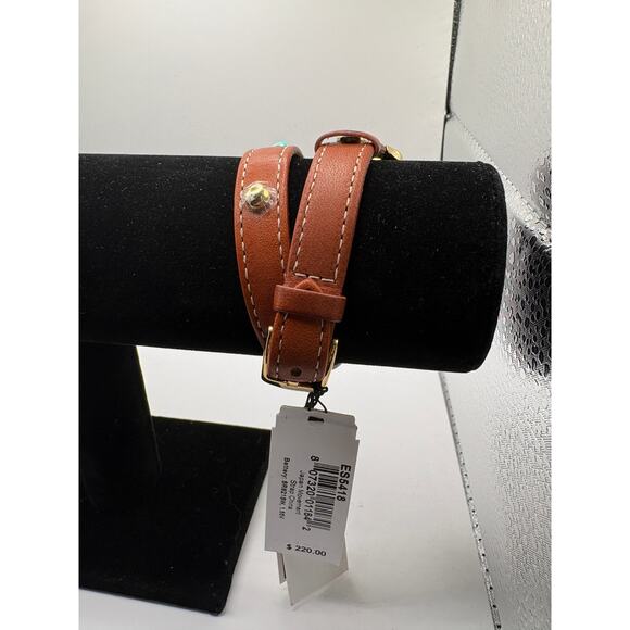 Fossil Women Watch Rectangular Gold-Tone Double Wrap Leather Turquoise Gold